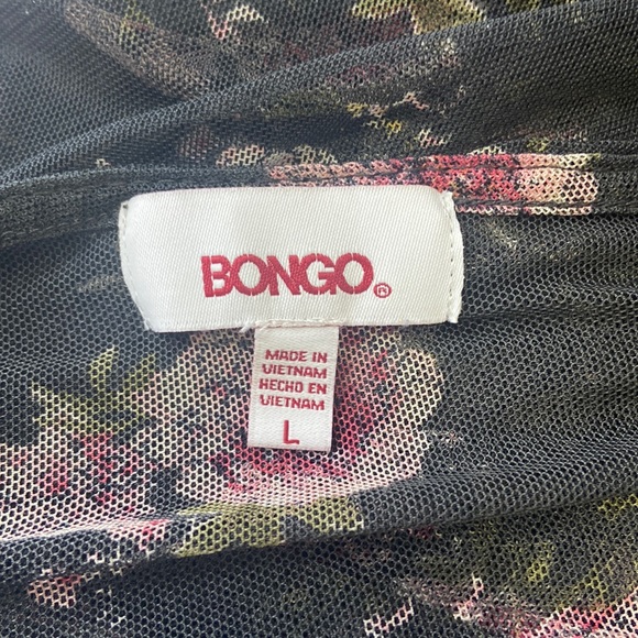 Bongo sheer romantic roses faux wrap blouse Gothic wide bell sleeve large - Picture 3 of 16